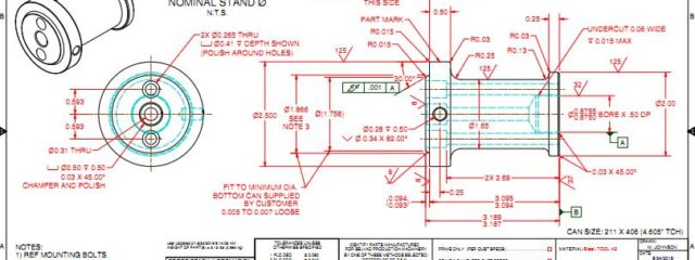 machining drawing of machined parts